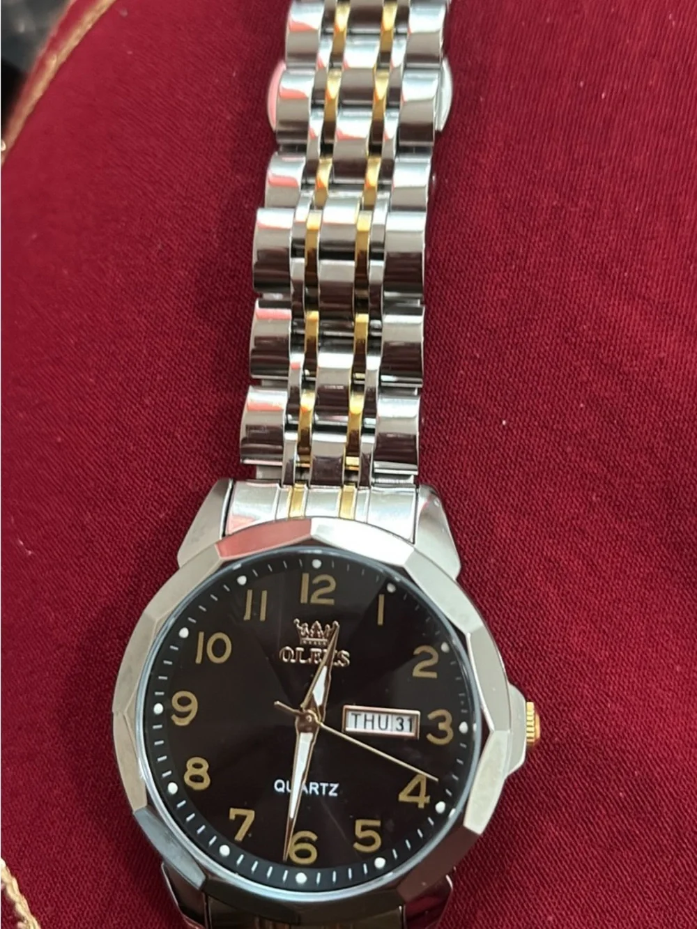 Veto Two-Tone Silver and Gold Men’s Quartz Watch with Black Dial